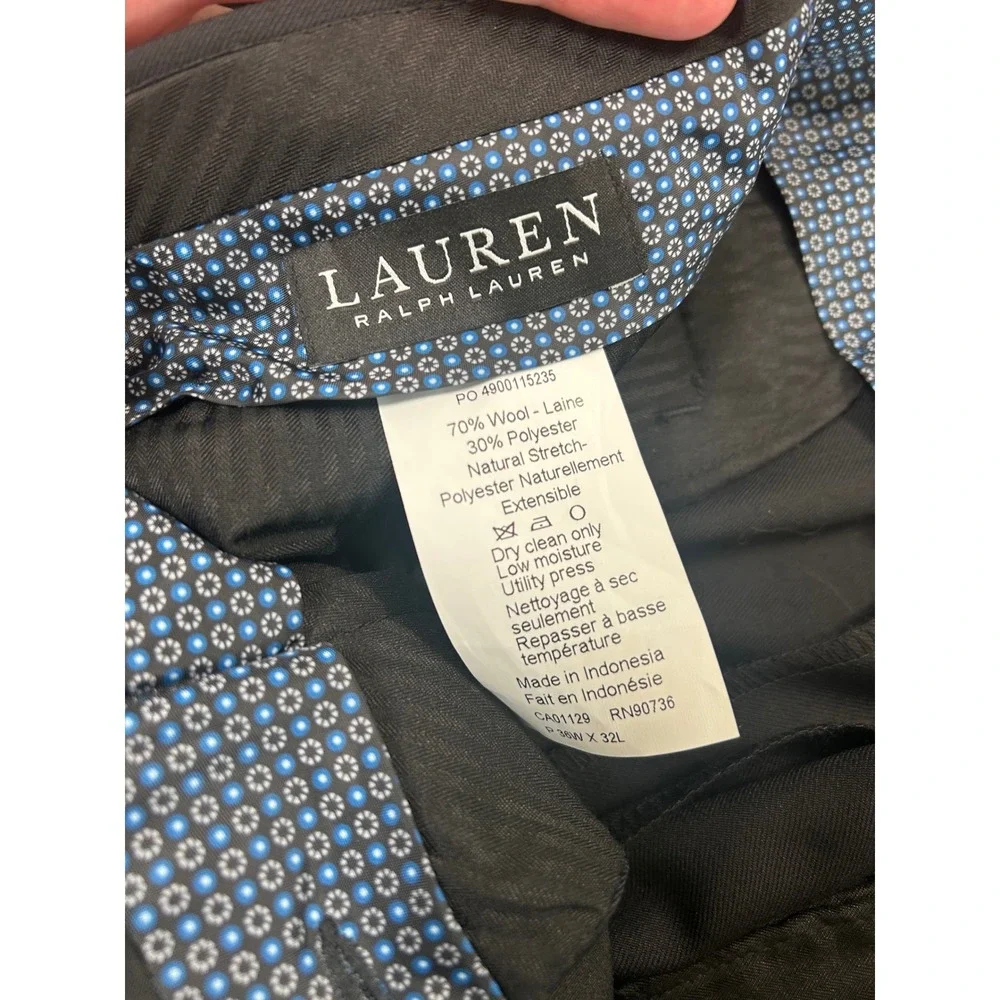 New Lauren Ralph Lauren Suit Trouser Mens 36x32 Black Ultraflex Edgewood